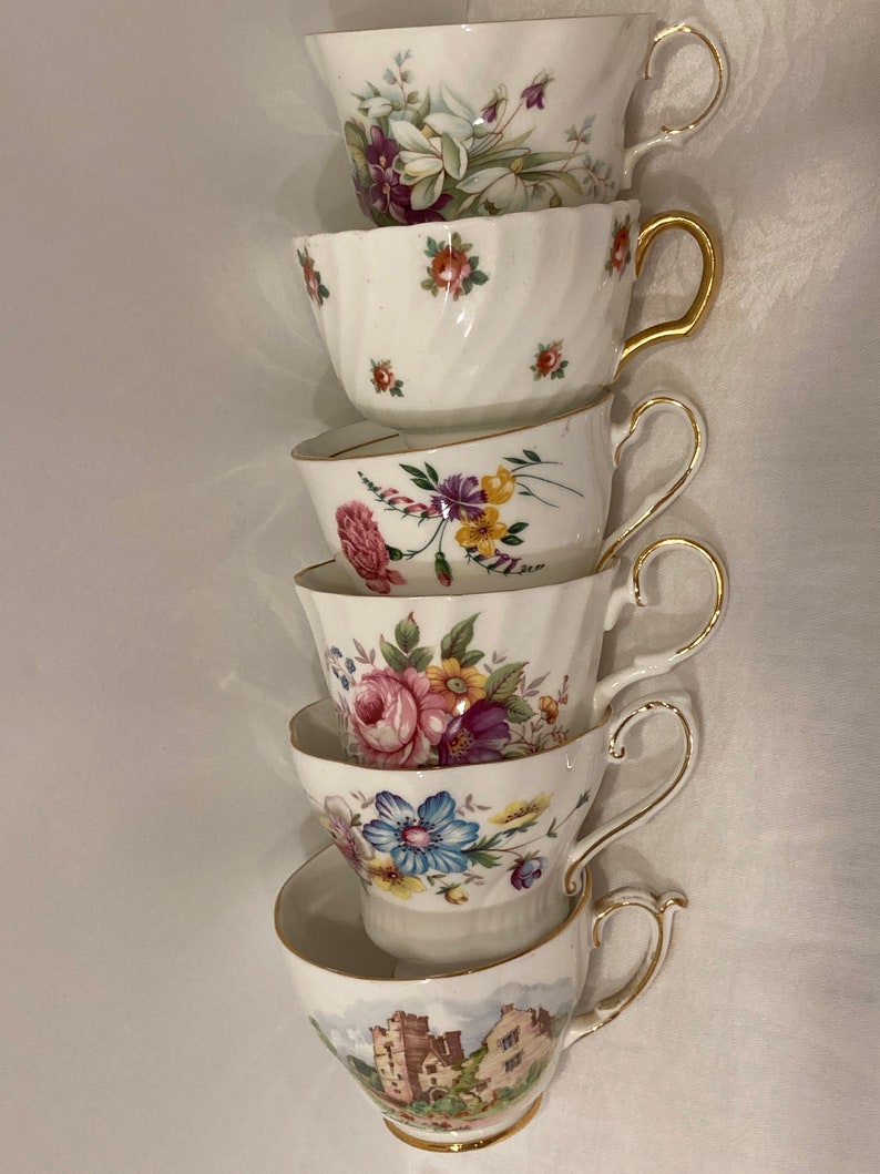 Adorable Curated Set of 6 Vintage Made in England Teacups and Saucers ...