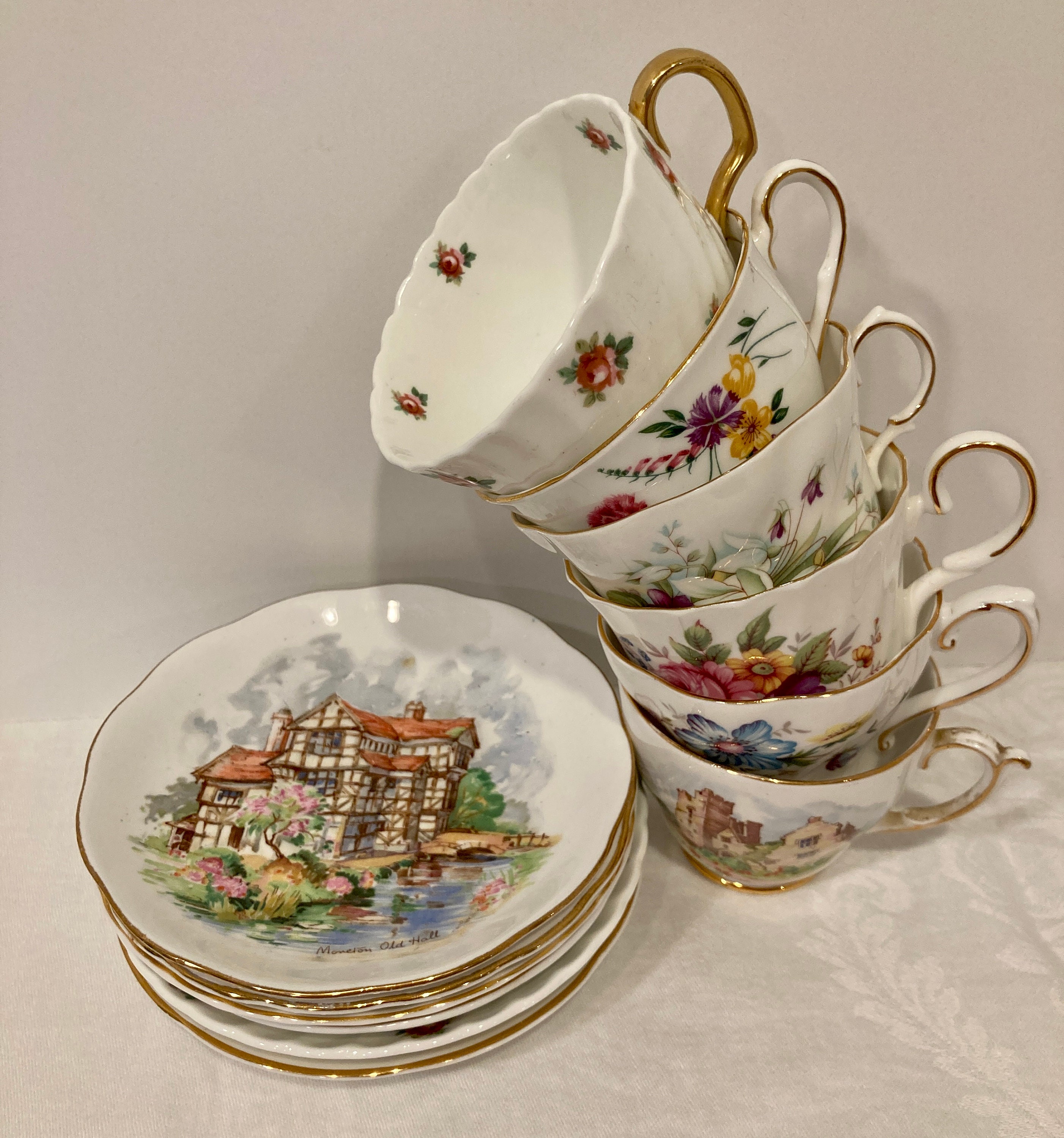 Adorable Curated Set of 6 Vintage Made in England Teacups and Saucers ...