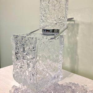 ヴィンテージ ルーサイト アイスバケツ I 1960年代～70年代のレトロなアイスブロックデザイン、クロームハンドル付き I ミッドセンチュリーモダンバーウェア