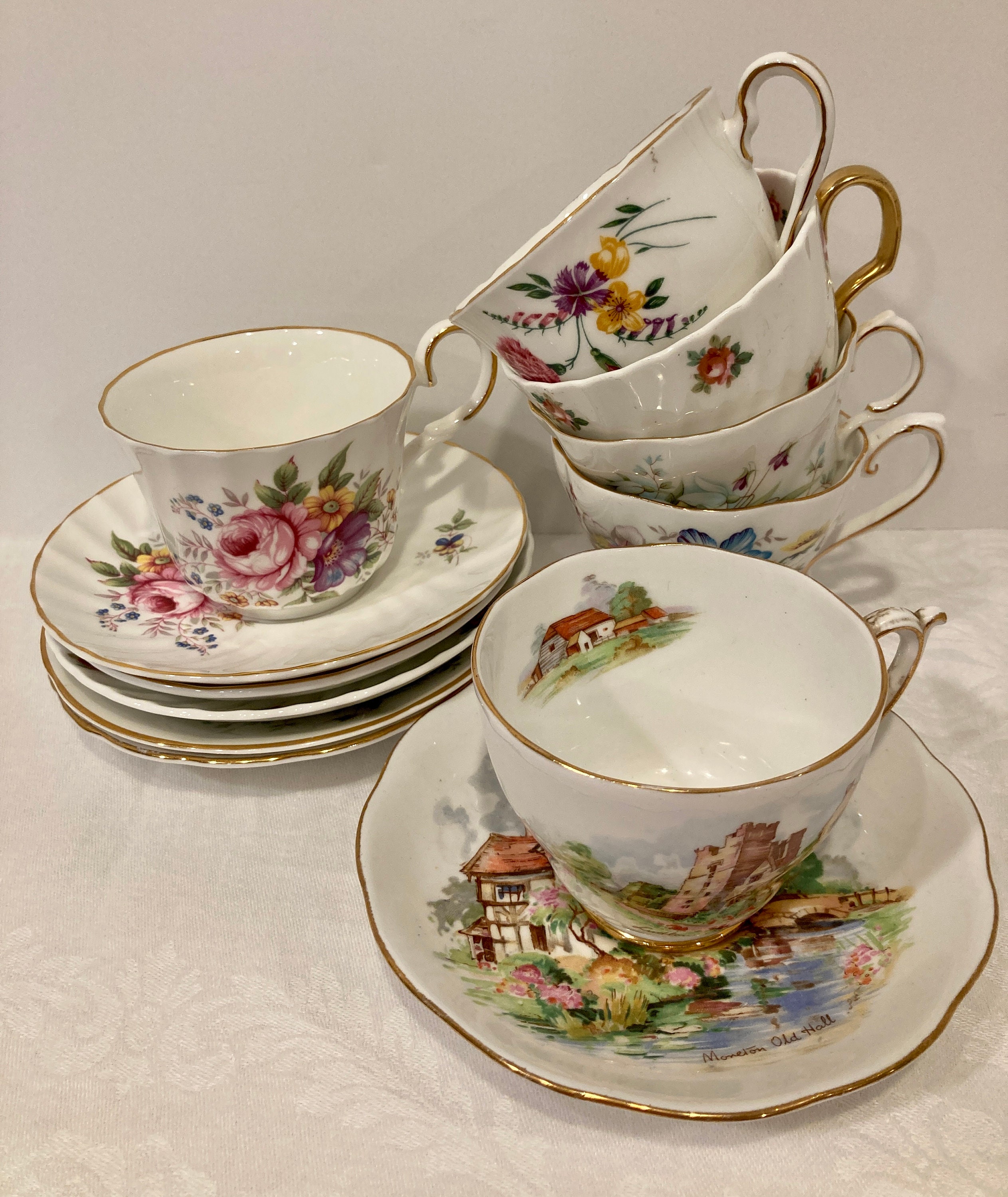 Adorable Curated Set of 6 Vintage Made in England Teacups and Saucers ...