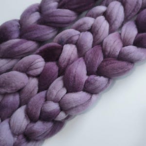 OOAK LAVENDER FIELDS 4oz braid of Falkland hand-dyed spinning fiber/roving/combed top