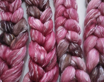 VINTAGE 4oz braid of 50/50 Superfine Merino Wool/Tencel hand-dyed spinning fiber/roving/combed top