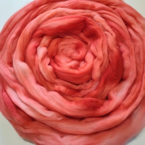 OOAK ORANGE 4oz braid of 100% Superfine Merino Wool hand-dyed spinning fiber/roving/combed top