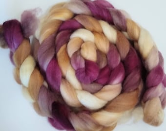 VELVETEEN RABBIT 4oz braid of 100% bfl hand-dyed spinning fiber/roving/combed top