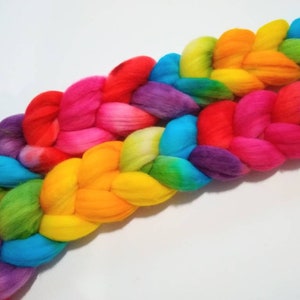 CHICKA BOOM BOOM 4oz braid of 100% Superfine Merino Wool hand-dyed spinning fiber/roving/combed top