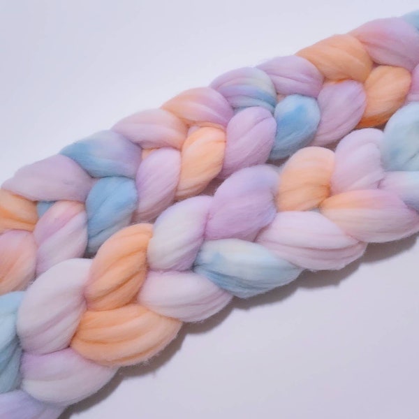 STATE FAIR 4oz braid of 100% American Rambouillet hand-dyed spinning fiber/roving/combed top