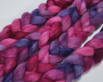 BERRYLISCIOUS 4oz braid of 100% bfl hand-dyed spinning fiber/roving