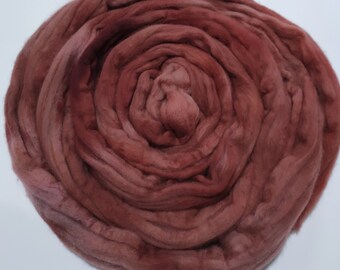 OOAK CINNAMON MAUVE 4oz braid of 100% Superfine Merino Wool hand-dyed spinning fiber/roving/combed top