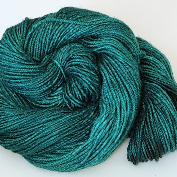 Hand dyed yarn ~ PEACOCK FEATHERS 100g Superwash Merino DK weight 4 ply yarn