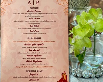 Menu Card Baby Shower Indian Bridal Shower Custom Printable Menu Birthday Party Printable Spanish Moroccan Wedding Arabian Dinner