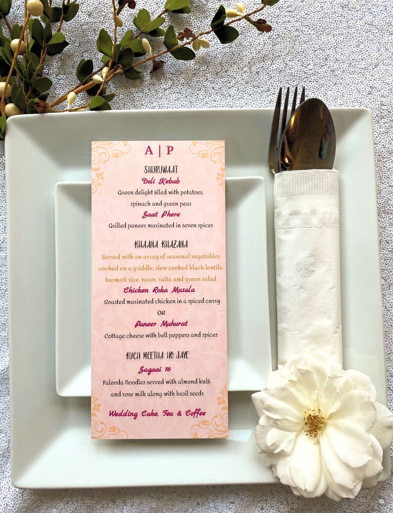 Indian Wedding Menu Indian Wedding Menu Printable Hindu | Etsy