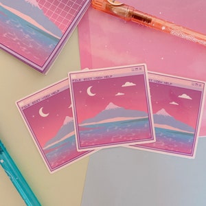 Vaporwave mountain sticker Glossy/Holographic