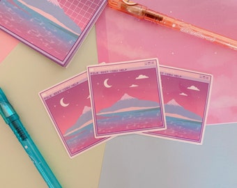 Vaporwave mountain sticker Glossy/Holographic