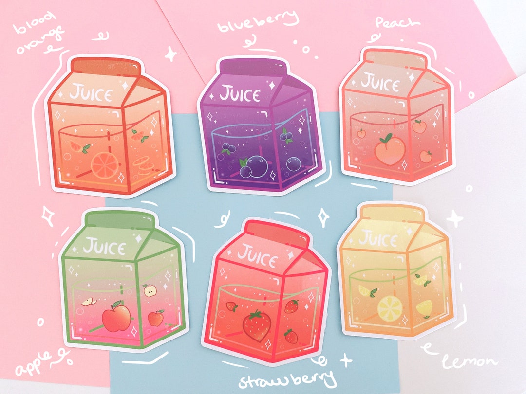 Aesthetic Juice Box Sticker Set Glossy/holographic Water Resist - Etsy