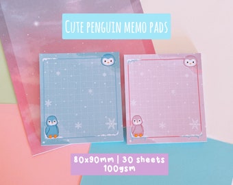 Handmade penguin winter memo/note pads | Cute