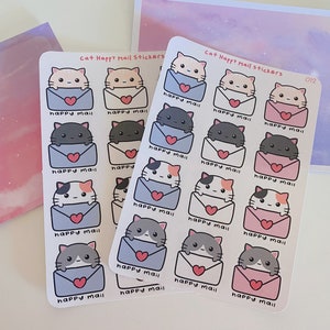 Cute Cat Happy Mail sticker sheet Glossy