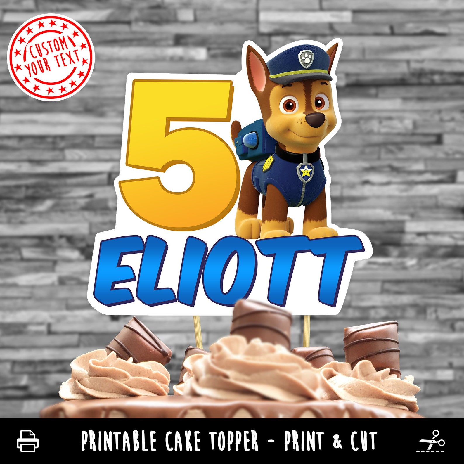 Cake Topper Pat Patrouille à imprimer Etsy