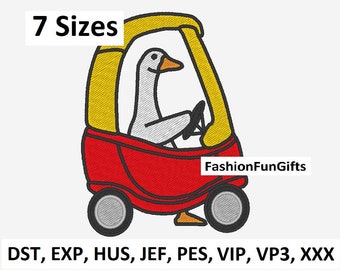 Silly Goose Embroidery Design Driving A Car 7 Sizes Machine Embroidery Digital File Pattern Machine Embroidery Design, Instant Download