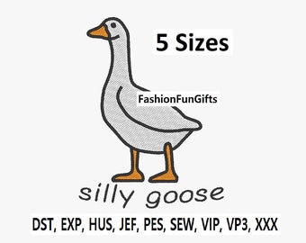 Silly Goose 5 Sizes Machine Embroidery Digital File Pattern Machine Embroidery Design, Instant Download