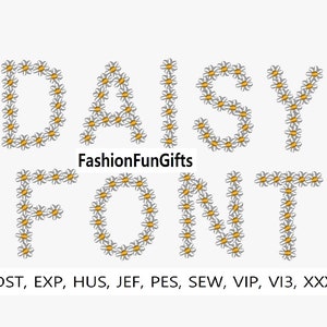 36 Pack Daisy Print Mega Value 3 Sizes Font Machine Embroidery Digital File Pattern Machine Embroidery Design, Instant Download