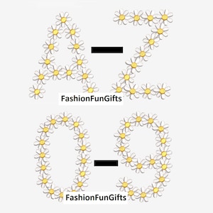 ¡ACTUALIZADO! Fuente floral Daisy, 5 tamaños, alfabeto, monograma, bordado a máquina, patrón de archivo digital, diseño de bordado a máquina, descarga instantánea