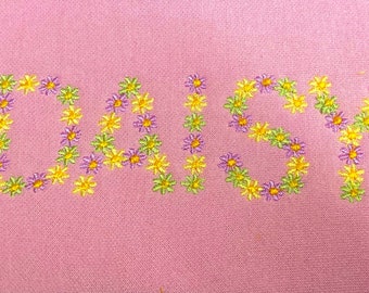 Pastel Daisy Floral Font 5 Sizes Alphabet Monogram Machine Embroidery Digital File Pattern Machine Embroidery Design, Instant Download