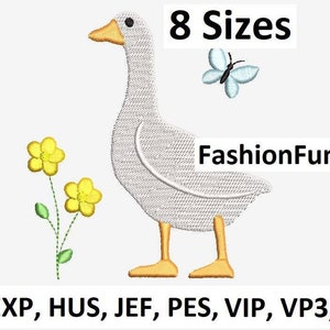 Goose Floral Machine Embroidery 8 Sizes Digital File Design Cute Geese Silhouette Filled Stitch  Flower Embroidery Machine, Instant Download