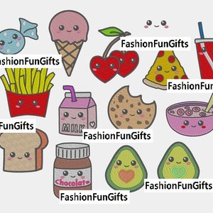Mega Value Kawaii Food 14 Pack Characters Machine Embroidery Digital File Pattern Machine Embroidery Design, Instant Download