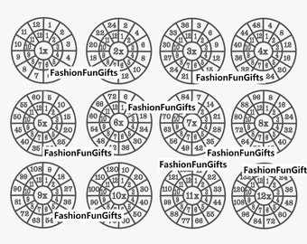 12er Pack 1-12 Times Table Rad Mathe Applikation Muster Maschinenstickerei digitale Datei Muster Maschinenstickerei Design, Instant Download