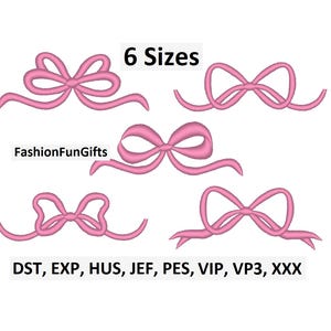 Satin Bow Embroidery Design: Pink Ribbon, Coquette Style (Digital File)