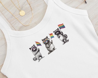 Raccoon Gay Pride Retro Tank Top, Lgbt Ally Minimalist Tank, Bella Canvas Vintage Pride Tanktop, Rainbow Lesbian Gift, Queer Clothing