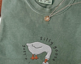 Silly Goose Embroidered Shirt, Espresso Martini Tshirt, Comfort Colors Funny Goose Lover Gift, Drinking Shirt, Trendy Fall Cocktail Tee