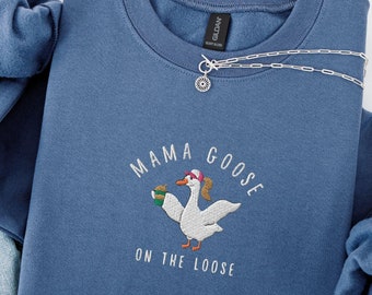 Dumme Gans bestickt Mama Sweatshirt, Kaffee Liebhaber Mama Rundhalsausschnitt, lustiges Gans Geschenk, Schwangerschaftsankündigung, Muttertagsgeschenk