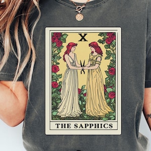 Camiseta de tarô lésbica sáfica, camiseta de orgulho sutil, camiseta feminina WLW, eu gosto de garotas queer fashion, amor gay bissexual, produtos de orgulho pansexual