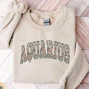 Wassermann Sweatshirt, Floral Sternzeichen Rundhalsausschnitt, Geschenk für Wassermann Geburtstagsgeschenke, Januar Geburtstag Pullover, Astrologie Geschenk für sie