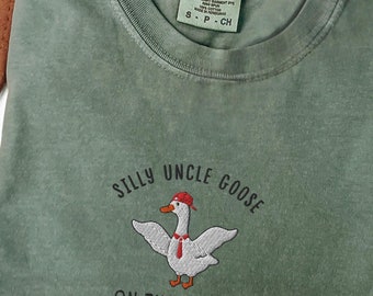 Embroidered Uncle Silly Goose Shirt, Cool Uncle Club Tshirt,Funny Goose Lover Gift for Unlce, New Pregnancy Announcement Tee for Uncle to Be