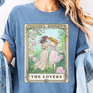 Subtiel Lesbian Pride-shirt, The Lovers Tarot Card T-shirt Sapphic Pride Merch, WLW Femme T-shirt, Queer Fashion, Biseksuele Gay Love-kleding