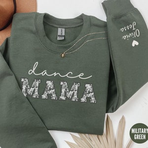 Custom Dance Mom Sweatshirt with Kids Names, Floral Dance Mama Gift,Dancer Mom Sweater, Toile Dance Competition Outfit,Mothers Day Gift