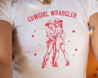 Lesbian Babytee Aesthetic,Gay Cowgirl Baby T, Gay Graphic Tee, Western Subtle Lesbian Gift, Sapphic Queer Fashion,WLW Femme Subtle Pride