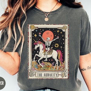 Lustiges Skeleton Kühnheit Tarot Karten-Shirt, Komfort Farben mystisches Mama Weihnachtsgeschenk, magisches Einhorn Liebhaber-T-Shirt, Gleiche Rechte Shirt