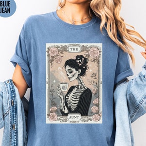 Chemise pour cartes de tarot tante Comfort Colors®, t-shirt squelette pour femme, chemise meilleure tante de tous les temps, cadeau tante pour la fête des mères, annonce de grossesse à une soeur