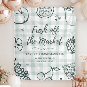 Frisch aus dem Markt Banner Kunden Bauern Markt Thema Bachelorette Party Dekor Gemüse Obst Tapisserie Blume Brautdusche Hintergrund Zeichen