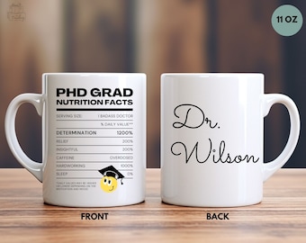 Custom Phd Graduation Gift For Her, Doctorate Graduation Mug, Doctoral Gift, PHD Graduate Gift, Dissertation Gift, Personalized New PHD Cup