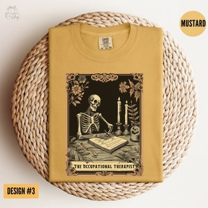 Ergotherapeut Schädel Tarot Shirt, Komfort Farben Ot Geschenke, Retro Therapeut Schneller Lehrer Cota Shirt Skeleton Tee