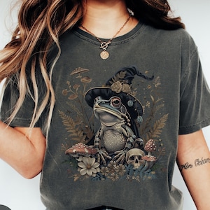Wizard Cottagecore Froggy Botanial Frog Shirt, Goblincore Clothes,Frog And Toad Weirdcore Frog Lover Gift, Dark Academia Witchy Frog Stuff