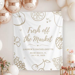 Frisch aus dem Markt Willkommensschild Benutzerdefiniertes Bauernmarkt-Thema Junggesellinnenabschieds-Dekor-Gemüse-Obst-Tapisserie-Blumen-Brautduschen-Fasser