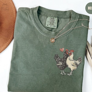 Cottagecore Chicken Shirt, Comfort Colors Cute Chicken Lovers Gift For Mom Grandma, Farmer Shirt, Farm Life, Backyard Chickens, Farmer Gift