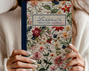 Custom Name Gratitude Journal Personalized Manifesting Notebook Wildflower Law of Attraction Faith Journal Gift