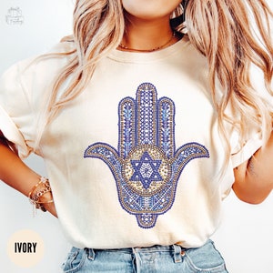 Jewish Pride Tshirt, Hamsa Magen David Shirt, Jewish Girl Gift, Spiritual Tshirt, Star Of David Tee, Support Isreal, Stand With Israel