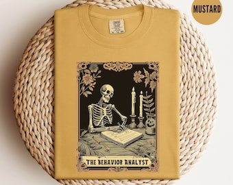BCBA, Board Certified Behavior Analyst Comfort Colors® TShirt, Funny Skeleton Shirt, Skull Tarot T Shirt, Halloween Aba Therapist Gift